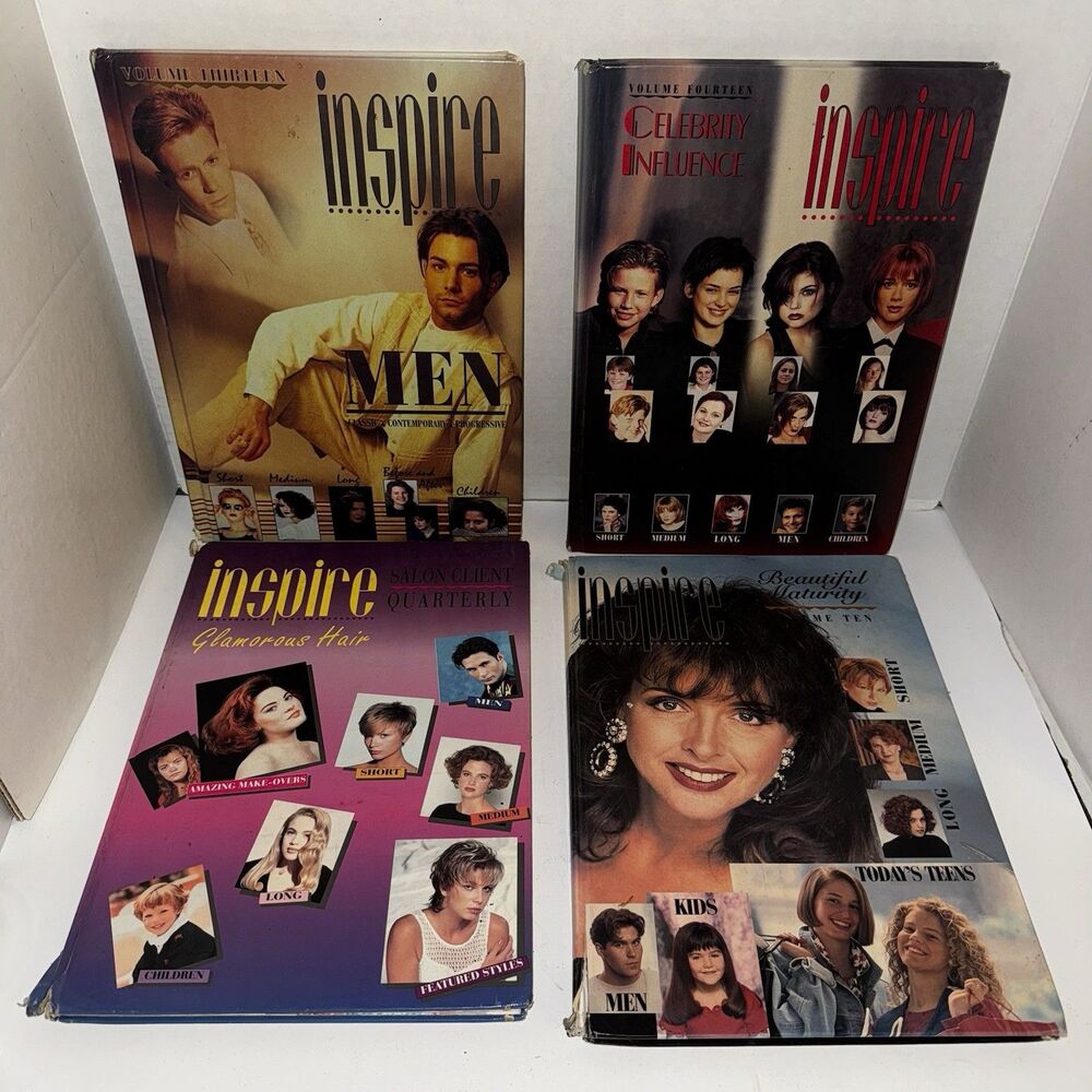 Lot of 4 Inspire Salon Hair Style Books Vol 7,10,13,14 1994–95 Lookbooks Celeb